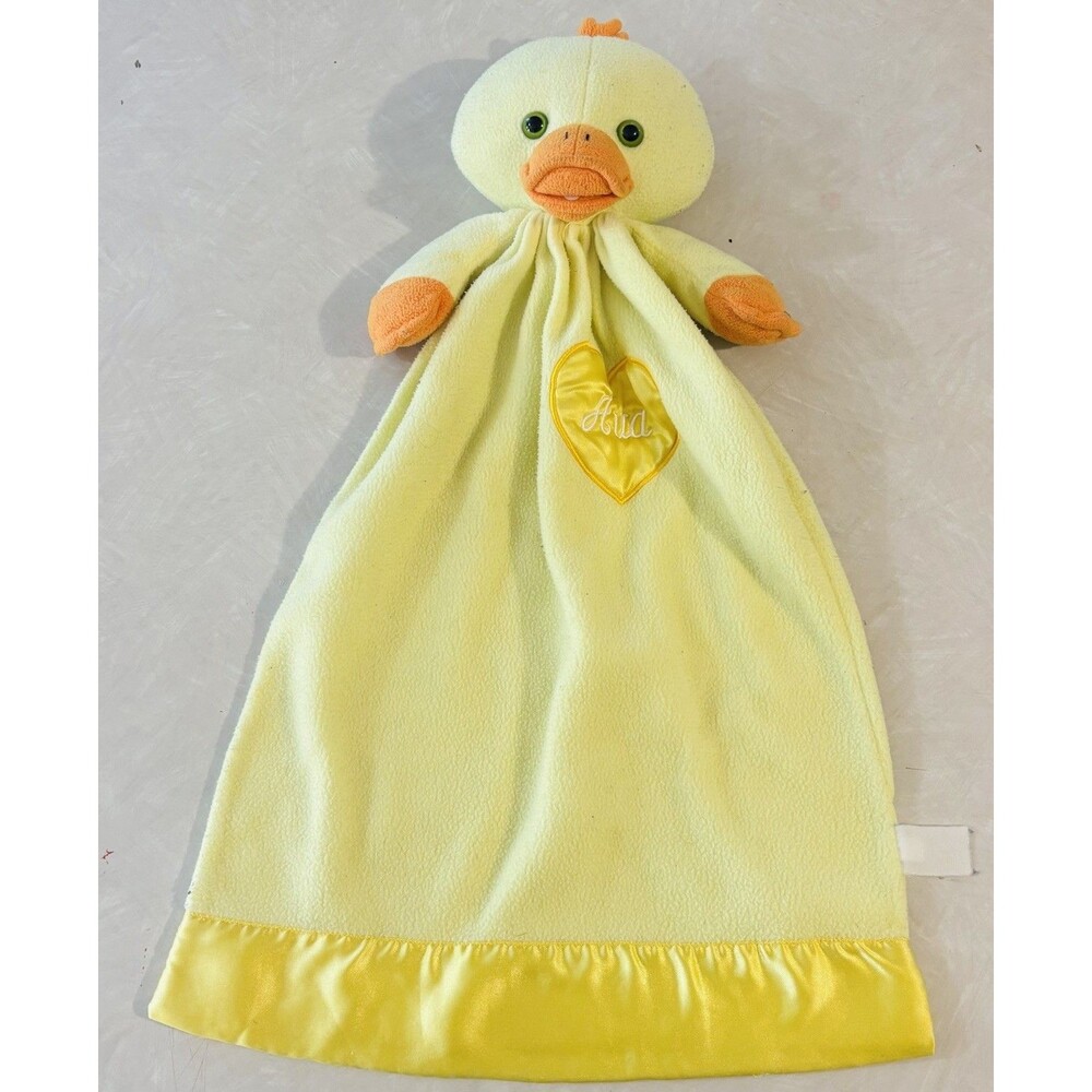 VTG Dakin Character Lovey Security Blankie Satin Heart & Trim AVA Name Ducki